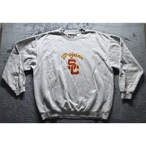 Vintage Team Trojan Embroidered USC Trojans 90's Pullover Sweatshirt Gray Sz. XL